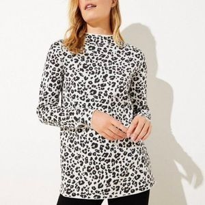 Loft leopard print mock neck sweater